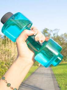 1pc 500ml Dumbbell Shaped Water Bottle, Creative Large Capacity Fitness Water Jug Portable For Home Use, Suitable For Arm Muscle Training, Weight Training, Body Shaping, For Outdoor, Camping