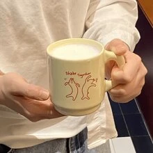 1 chiếc cốc cà phê bằng gốm sứ đáng yêu truyền cảm hứng với thiết kế chú thỏ nhảy múa theo phong cách hợp thời trang, thích hợp làm quà tặng sinh nhật/kỷ niệm/ngày lễ cho bạn bè, quà tặng dự tiệc hoặc quà tặng sáng tạo, có thể dùng làm cốc cà phê, cốc ăn sáng, cốc trà sữa, cốc, cốc đôi hoặc cốc sữa - Nhiều màu - Xem 15