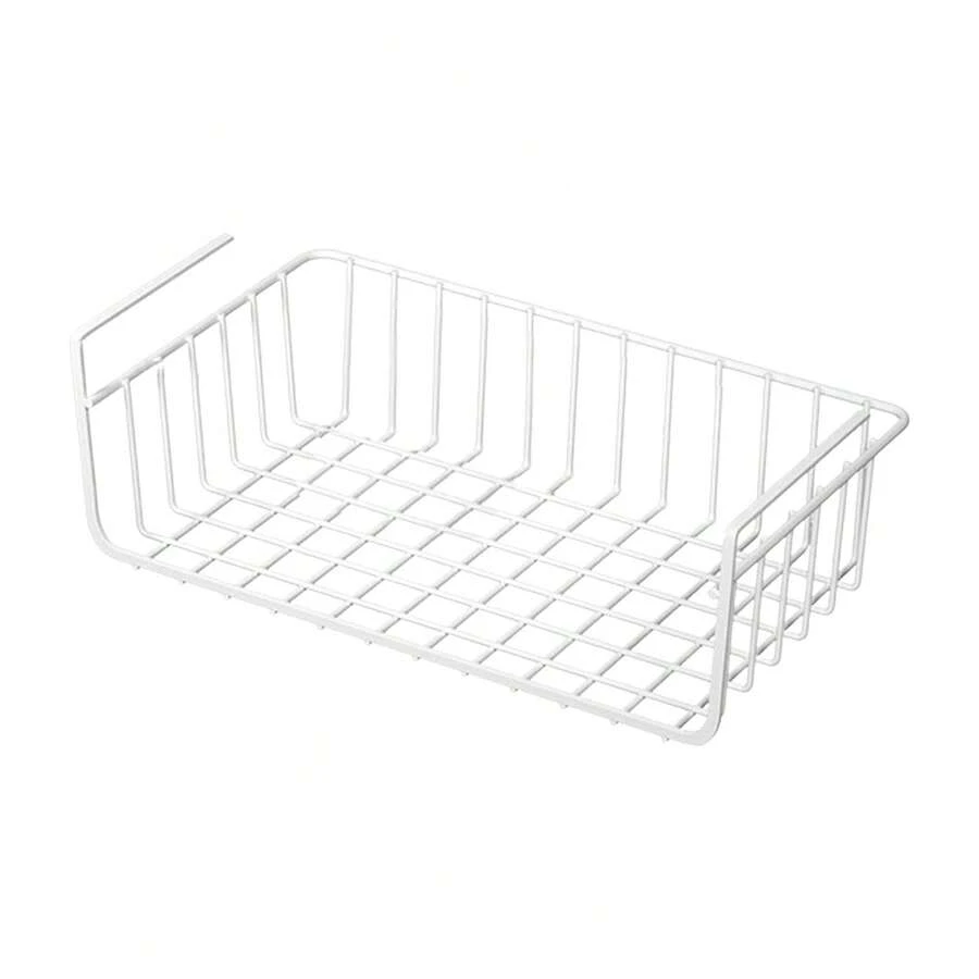 Wire Storage Basket Under Shelf, Wire Space Saver, Multi-Function Wire Basket, Sliding Basket, White 26x22cm - 白色 - 查看 1