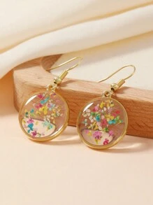 1pair Vacation Style Fairy Red/Pink/White/Purple/Blue Real Flower Earrings For Women, Perfect For Daily Wear Valentines