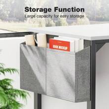 Small Computer Desk Writing Desk Home Office Desks Small Space Desk Study Table Modern Simple Style Work Table With Storage Bag And Iron Hook, Wooden Desk For Home, Bedroom - 63吋-黑色 - 查看 4