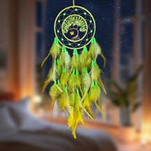 1 件四季水晶蝴蝶夜光珠捕梦网，家居装饰室内悬挂床头风铃吊坠装饰，家居装饰，房间装饰，墙壁装饰 - 彩色 - 查看 4