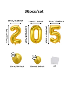 Bộ 36 quả bóng bay lá kim loại màu vàng 32 inch (khoảng 80cm) số 2025, đồ trang trí tiệc tốt nghiệp năm 2025, lễ tốt nghiệp, lễ khai giảng, đồ trang trí tiệc sinh nhật, đồ dùng ngày lễ - Nhiều màu - Xem 3