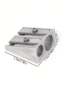 4/8支装优质手持金属削笔器 - 耐用楔形设计，创意铝合金双孔削笔器，高效双孔设计，适用于学校、办公室和美术项目，易于使用和清洁，返校必备 - 銀色 - 查看 8