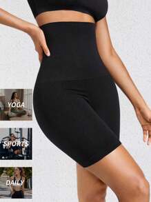 高腰塑形内衣，收腹提臀短裤，女士束腰连体衣 - 黑色 - 查看 2