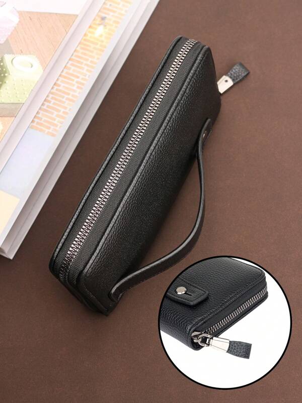 HOVI'S Bolso de embrague minimalista de moda para hombres de negocios, bolso de muñeca de gran capacidad con doble cremallera y múltiples ranuras para tarjetas, adecuado como regalo en vacaciones, aniversarios, viajes, Navidad, Acción de Gracias, bolso de invierno, bolso vintage, bolso deportivo, regalo para hombres, bolso de primavera