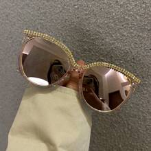 1 Paar Damen Katzenaugen Kristall Cut Out Dekorative Modebrillen, personalisiert, windabweisend, Street-Style, hochwertig, neues Design