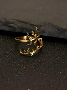 1pc Customized Arabic Name Gold Ring, Unisex, Stainless Steel Material, Personalized Adjustable, Can Customize 1-2 Names, Islamic Style, Wedding Accessory, Bridesmaid Jewelry, Couple Gift - Gold - View 13