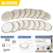 16pcs/32pcs Furniture Anti-Slip Pads, Easy Moving Table Corner Protectors, Floor Protection Cushions - Grey - View 1