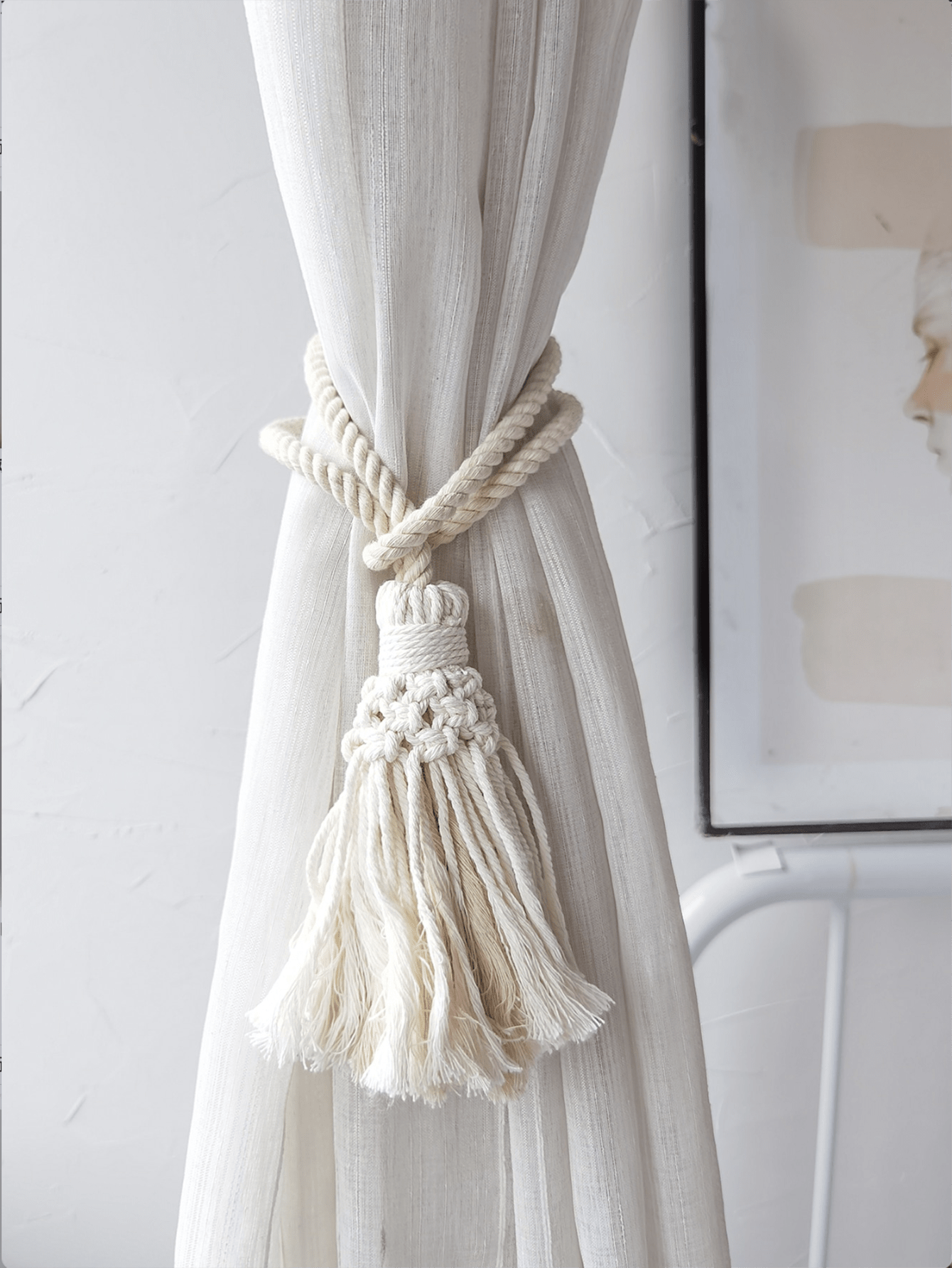 1pc Hand Made Woven Tassel Curtain Tie Back, Boho Design Wall Hanging, Creative Curtain Tie For Home Decor Rama Decoration Rama,Home Decor ,Room Decor,Wall Decor Gifts Birthday Graduation
