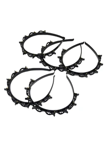 5 件装女士发夹 宽松洗脸 DIY 双层刘海和散落头发收纳器 发箍 发夹，网红最爱 - 黑色 - 查看 7