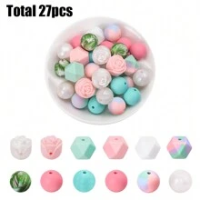 53 stuks levendige rozen siliconen kralencollectie is perfect voor het maken van sieraden, doe-het-zelf-knutselwerkjes, handgemaakte kralenaccessoires, sleutelhangers voor mobiele telefoons en tasbedels - kleurrijke, flexibele en duurzame knutselbenodigdheden voor creatieve projecten