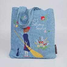 Denim Tote Bag,Black Cat Shopping Bag,Reusable Shoulder Bag,Handmade Fall Winter Bags
