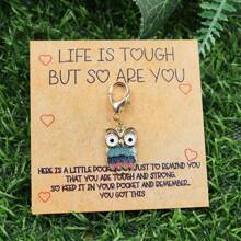 1 件/2 件卡通猫头鹰钥匙扣，带有鼓舞人心的信息 - 带有心形图案的幻想主题纸质礼品卡，邀请函口袋功能，非常适合朋友和家人、生日 - 可爱闪光动物钥匙圈钱包包背包汽车吊饰情人节 - 彩色 - 查看 6