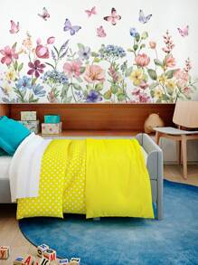 蝴蝶花簇踢脚线装饰自粘贴，贴纸，墙贴，乙烯基贴花用于家庭装饰，春季装饰品让您的家焕然一新，拉玛装饰贴纸礼物生日毕业 - 彩色 - 查看 10