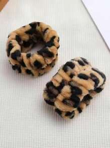 3pcs/Set Women's Elegant Minimalist Velvet Leopard Print Cat Ear Headband, Crystal Velvet Wristband, Daily Makeup & Commute Accessories - Black - View 11