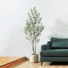 6 Ft Tall Fake Olive Trees For Indoor, Faux Olive Silk Tree, Large Olive Plants With White Planter For Home Decor And Housewarming Gift, 1 Pack - Green - View 9