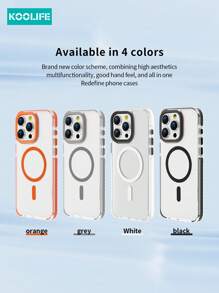 Koolife 1pc Magnetic Adsorption Wireless Charging Shockproof Phone Case With Side Frame, Transparent 3-In-1 Protective Cover Compatible With Apple IPhone 12/12 Pro/12 Pro Max/11/11 Pro/11 Pro Max/XS/XS Max/XR/SE 2020