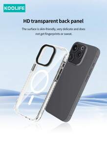 Koolife 1pc Magnetic Adsorption Wireless Charging Shockproof Phone Case With Side Frame, Transparent 3-In-1 Protective Cover Compatible With Apple IPhone 12/12 Pro/12 Pro Max/11/11 Pro/11 Pro Max/XS/XS Max/XR/SE 2020