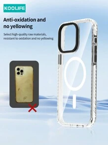 Koolife 1pc Magnetic Adsorption Wireless Charging Shockproof Phone Case With Side Frame, Transparent 3-In-1 Protective Cover Compatible With Apple IPhone 12/12 Pro/12 Pro Max/11/11 Pro/11 Pro Max/XS/XS Max/XR/SE 2020