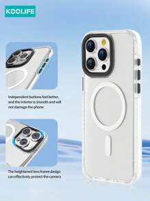 Koolife 1pc Magnetic Adsorption Wireless Charging Shockproof Phone Case With Side Frame, Transparent 3-In-1 Protective Cover Compatible With Apple IPhone 12/12 Pro/12 Pro Max/11/11 Pro/11 Pro Max/XS/XS Max/XR/SE 2020