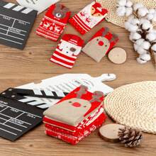 4 Pairs Festive Red Christmas Socks, Cartoon 3D Design Mid-Calf Socks For Women, Suitable For Chinese New Year, Autumn/Winter Home Decor Christmas Decorations Room Decor