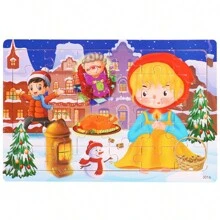 1 件 30 片木制拼图儿童卡通动物车辆拼图游戏儿童学习益智玩具、拼图、拼图、木制拼图、拼图、儿童玩具、拼图