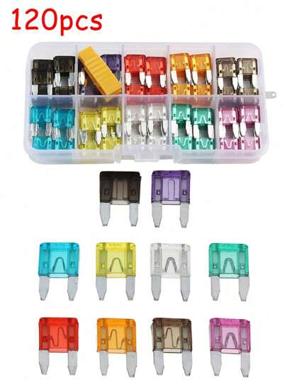 120pcs Car Fuses Assortment Kit, Car Automotive RV Standard Fuses Blade-Type Car Replacement Fuses Set 2A 3A 5A 7.5A 10A 15A 20A 25A 30A 35A