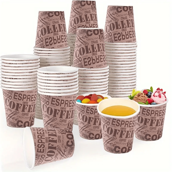 50 paquetes de tazas de espresso Time - Tazas de papel para bebidas calientes y frías, para fiestas, picnics, viajes y eventos - Tema de cumpleaños, lavar a mano únicamente.