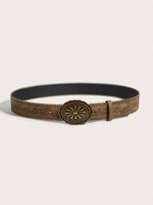 1pc Bohemian Style Golden Edged Floral Print Vintage Belt, Suitable For All Seasons, Matching With Coats, Dresses, Jeans Summer, School Fall, Autumn, Halloween - Multicolor - View 16