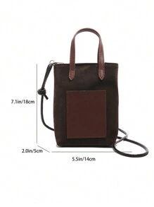 Túi xách màu trơn cổ điển mùa đông cho nữ 2024 Túi đeo vai đa năng mới siêu hot Túi điện thoại nhỏ bằng nhung da lộn - Cà phê nâu - Xem 3