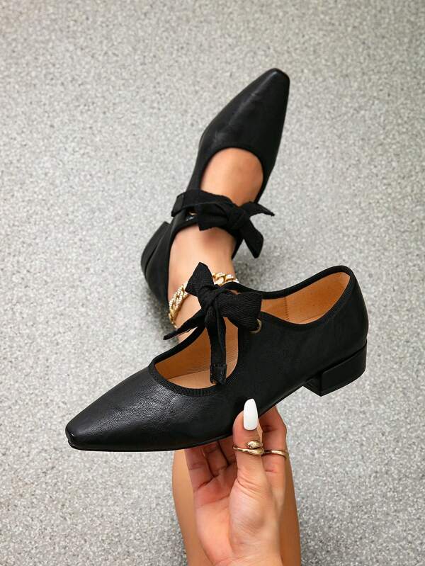 Women's Chunky Heel Pointed Toe Vintage Style Flats, Oxford Lace Up Loafers, Slip-On Loafers, Mary Jane Mid-Heel Shoes, British Style Chunky Heels Valentines