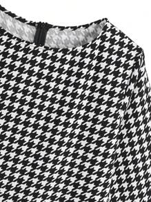 Plus Size Elegant Casual Houndstooth Print Long Sleeve Dress - Nhiều màu - Xem 4