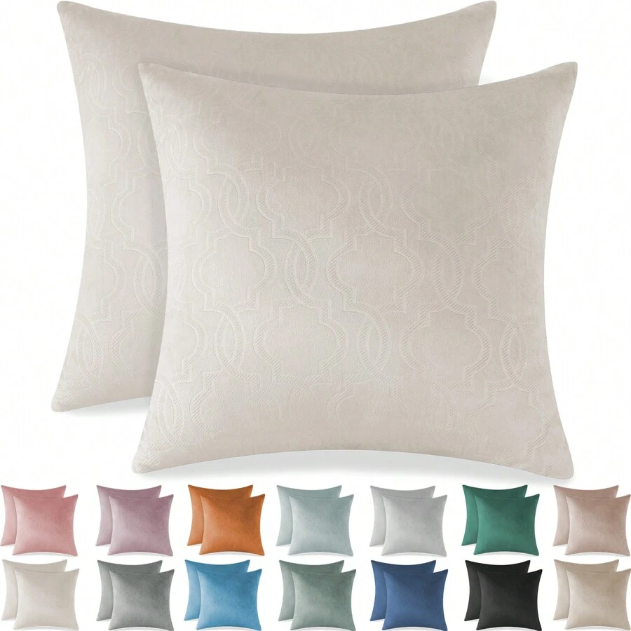 YSTYLE Natale 4 Pezzi Fodere Cuscini in Velluto Copricuscino Divano Decorative Federe Morbido Copricuscini Cuscino Moderne Comodo Robusto per Camera da Divano Letto - Beige - Visualizzare 1