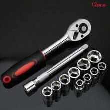 1 件/12 件/46 件套筒扳手套装，多功能工具棘轮快速维修汽车扳手套装，棘轮快速扳手套筒组合，专业级铬钢套筒扳手套装 - 彩色 - 查看 16