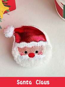 1pc Christmas Cartoon Plush Brooch, Santa Claus, Reindeer, Snowman, Christmas Tree Decorative Accessories - Multicolor - View 3