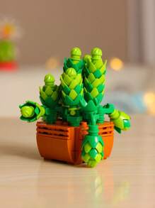Diy Mini Blocks With Simulation Flower Pot Model For Adult Home Decor, Creative Eternal Life Plant Potting Blocks For Indoor Decoration, Creative Little Particle Plants Assembly Building Blocks Puzzle Toy, Birthday & Valentine's Day Gifts Room Decoration