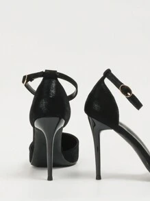 欧美风格性感夜店瘦身高跟鞋，女士超高跟镂空尖头系带凉鞋