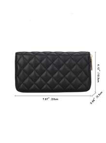 1pc Quilted Decor PU Leather Zipper Long Wallet, Fashionable For Women Daily Use And Gift Wallet Purse Wallet Mini Wallet
