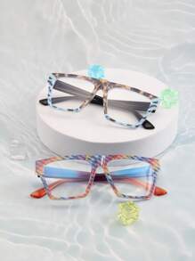 1 副时尚复古风格 PC 材质平光镜片眼镜，适合日常街头摄影 - 無色 - 查看 1