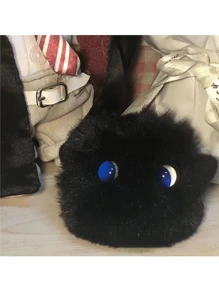 可爱毛绒腮红猫球钥匙扣、吊坠、装饰品、小配饰 - 彩色 - 查看 8