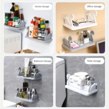 1pc Bathroom No Drilling Swan Shelf, Tissue Paper Holder Towel Storage Rack For Bathroom Accessories, Shower Cap, Body Wash, Shampoo, Toothbrush Cup, Multi-Functional Flat Shelf, Kitchen Storage Hanging Rack - Multicolor - View 4