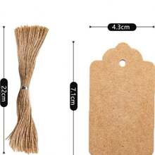 100pcs, Kraft Paper Gift Labels With Yellow Rope, Blank Commodity Price Hanging Labels, Bulk Brown Labels For Wedding, Birthday, Holiday And Party Gifts, Arts And Crafts Packaging, DIY Gift Decoration Labels And Hanging Decorations.