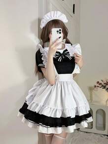 1 pièce Jupe décorative avec nœud papillon inspirée du café de soubrettes, convient pour les vacances, les conventions d'anime, les fêtes, les tenues décontractées et Halloween