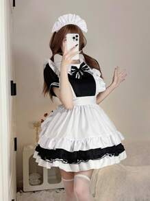 1 pièce Jupe décorative avec nœud papillon inspirée du café de soubrettes, convient pour les vacances, les conventions d'anime, les fêtes, les tenues décontractées et Halloween