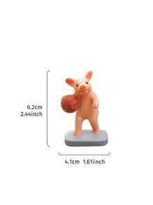 1pc Adorable Mini Pig Animal Figurine, Handpainted Waterproof Resin Home & Garden Decor Ornament, Bonsai Landscaping Mini Animal Statue, Yard Garden Decoration Mini Pig Sculpture