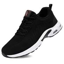 Scarpe da lavoro con punta in acciaio per donne, leggere e confortevoli, antiscivolo, con cuscinetto e resistenti alla perforazione, scarpe indistruttibili - Bianco e nero - Visualizzare 2