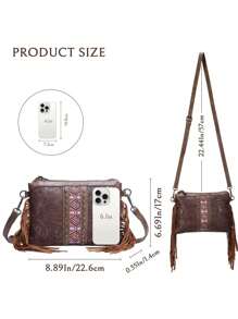 1 szt. Bohemian damska mała torba na ramię typu crossbody, torba weekendowa. Western Wallet Fashion Leisure Bag, grawerowana torba z PU. Nadaje się na imprezy i dojazdy do pracy, doskonały prezent