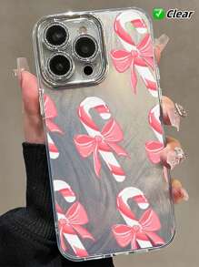 Kerst Candy Canes met strikken. Compatibel met iPhone16, ProMax, iPhone15, iPhone14, XR/7/8, 15ProMax, 13, 14, 11, 12, XS. Zachte TPU-hoes.