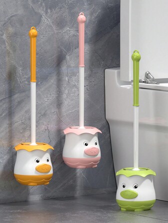 Cartoon Toilet Brush, Wall-Mounted Plastic, Deep Cleaning, No Blind Spot, Commercial Cleaning Tool, No Power Source, For Home And Commercial Toilet Cleaning Bathroom Decor Fall Decor